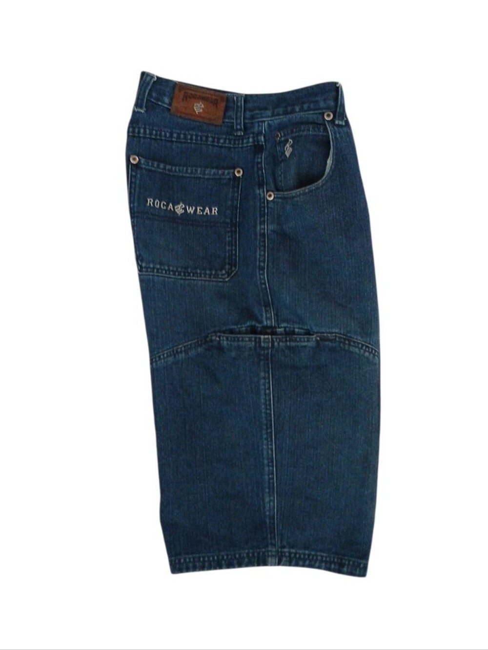 Rocawear Embroidered Y2K Baggy‎ Dark Wash Blue Denim Shorts/20